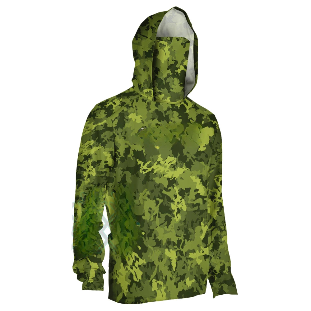 Fishing Shirt Summer Performance Fishing Clothing Men's Long Sleeve Uv Protection Mask Fishing Hooded Shirts Upf 50+ T-shirt