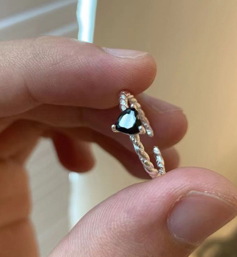 Sterling Silver Black Zirconia Love Ring