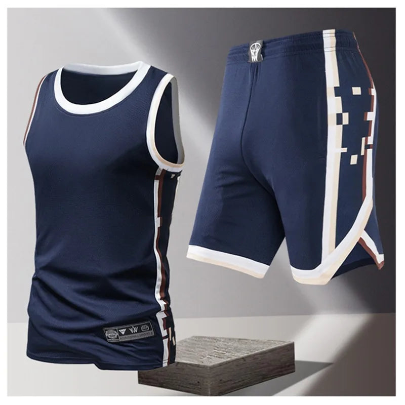 Men's Fashion Trend Sleeveless Vest Five Point Shorts 2-piece Set Summer Daily Outdoor Casual Trend Versatile Sportswear