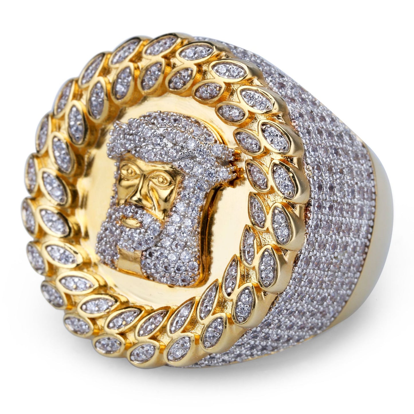 Zircon-Studded Hip-Hop Ring for Men