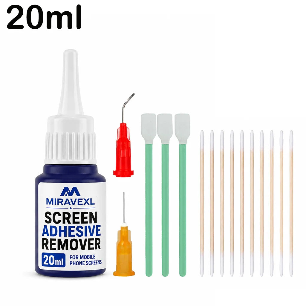 Screen Repair Tool Kit, 2mm 3mm Double Sided Tape, Adhesive Remover, ESD Tweezers, Cotton Swabs for Phone Tablet Laptop Repair