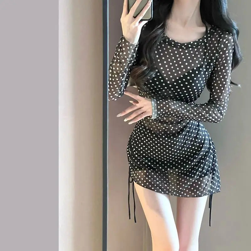 2026 New Women's Black Bikini Set Sexy Long Sleeve Cover Up Two Piece Swimsuit Elegant Beachwear