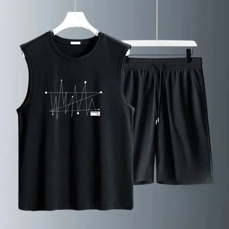 Men's Tank Top Sets 2026 Summer Quick drying Breathable sports  running beach Tracksuit men Old money man oversize seaside