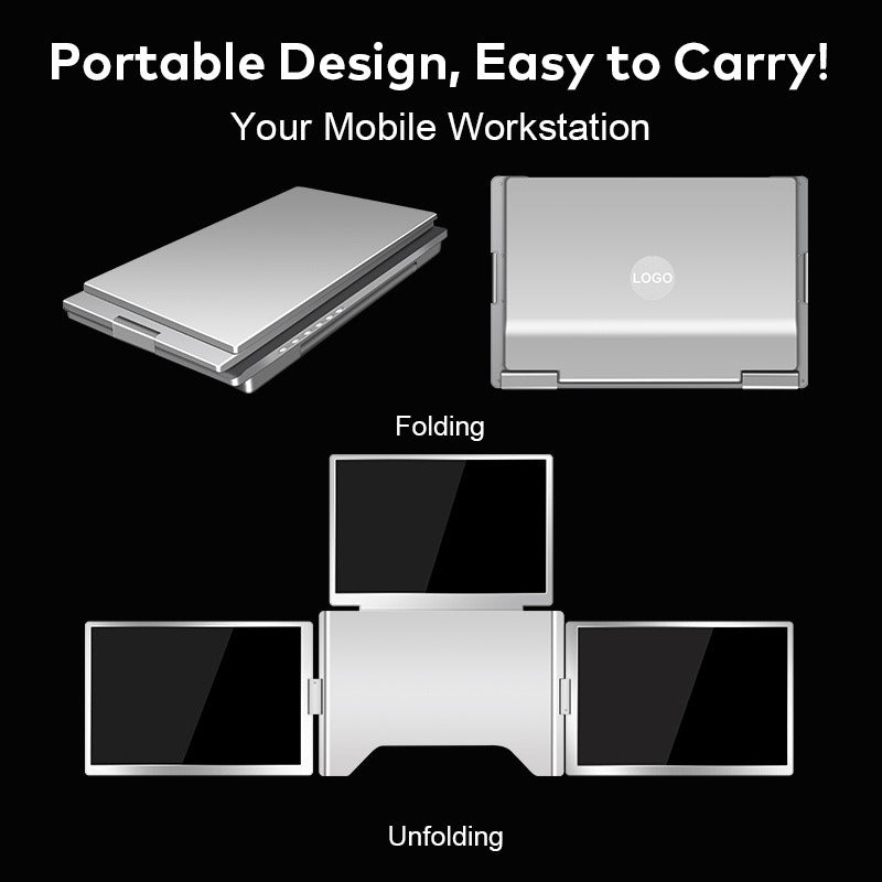 Portable Triple-Screen Laptop Display Monitor