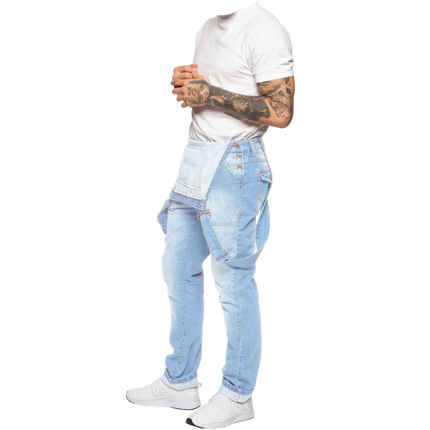 Overalls Men's Casual Multi-Bag Elastic Slim-fit Pants Men's Denim Overalls
