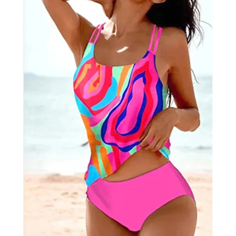 New Tankini Swimwears Tankini Set Sexy Swimsuit Women Summer Bathing Suit Bikini Set Sleeveless Beach Swimming Suit Female