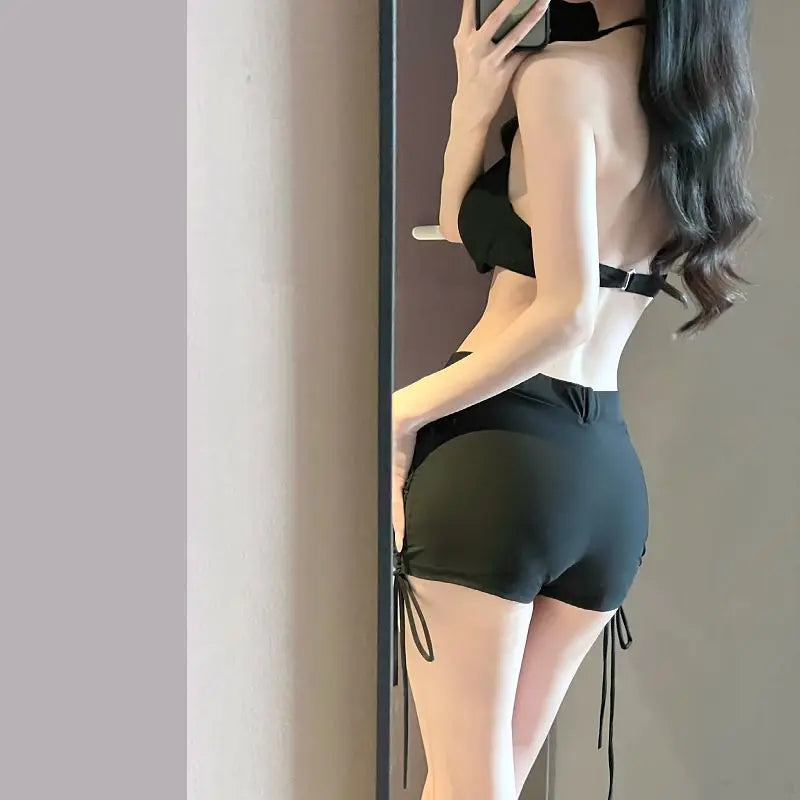 2026 New Women's Black Bikini Set Sexy Long Sleeve Cover Up Two Piece Swimsuit Elegant Beachwear