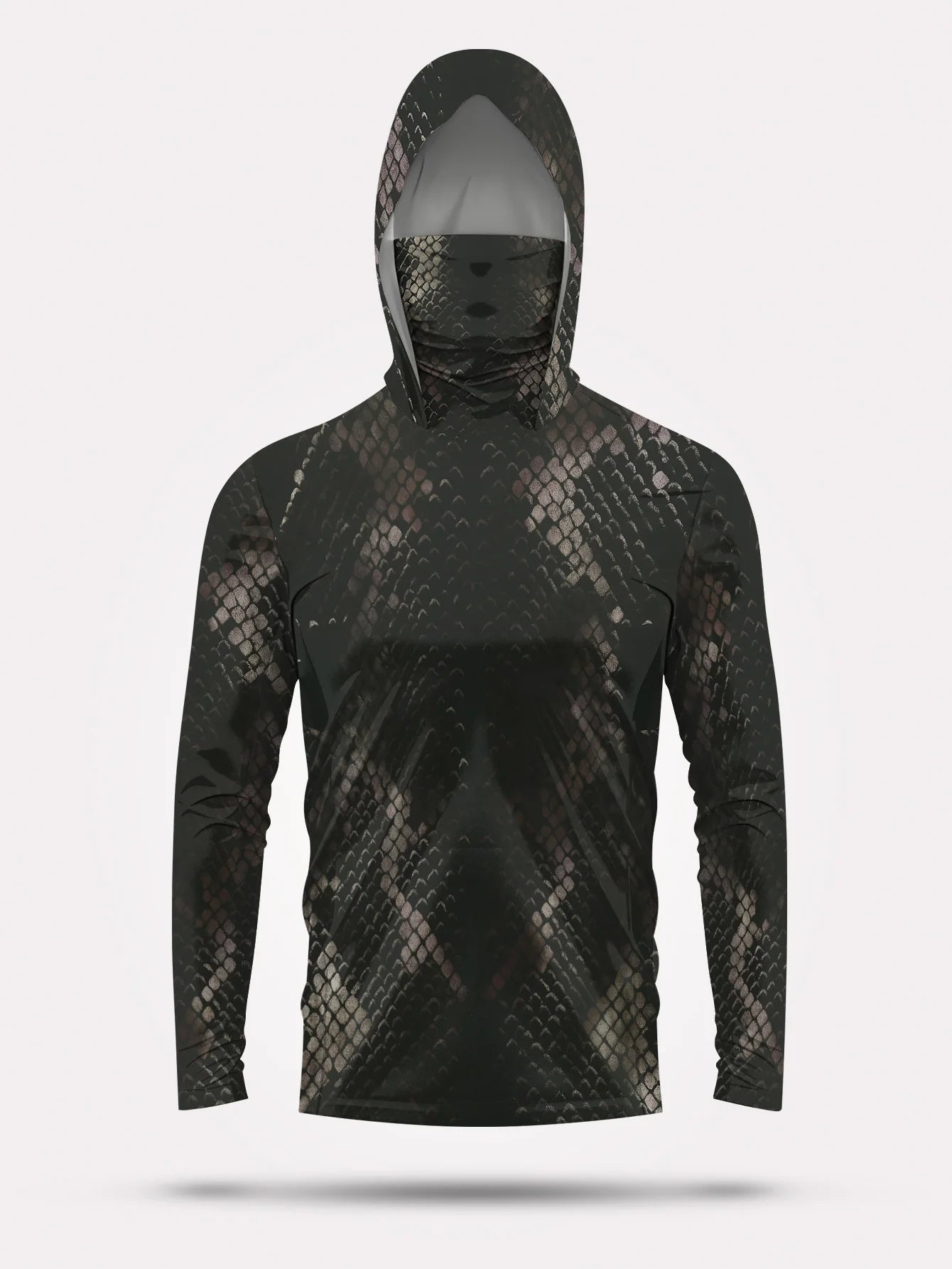Men's Fishing Hooded Long-Sleeved Camouflage Sunscreen Breathable Anti-UV Lightweight Sweat-Resistant Fishing Shirt