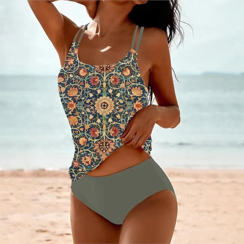 New Tankini Swimwears Tankini Set Sexy Swimsuit Women Summer Bathing Suit Bikini Set Sleeveless Beach Swimming Suit Female