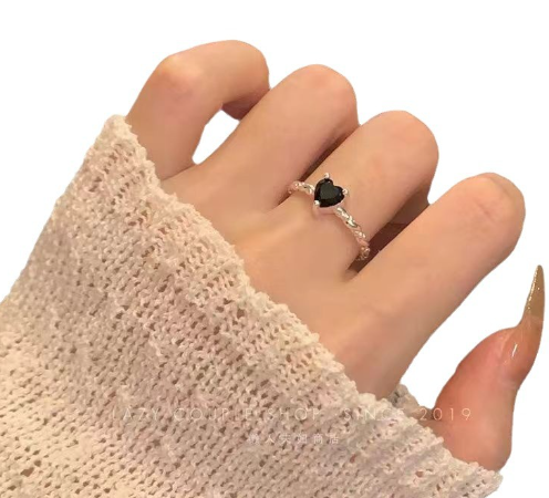 Sterling Silver Black Zirconia Love Ring