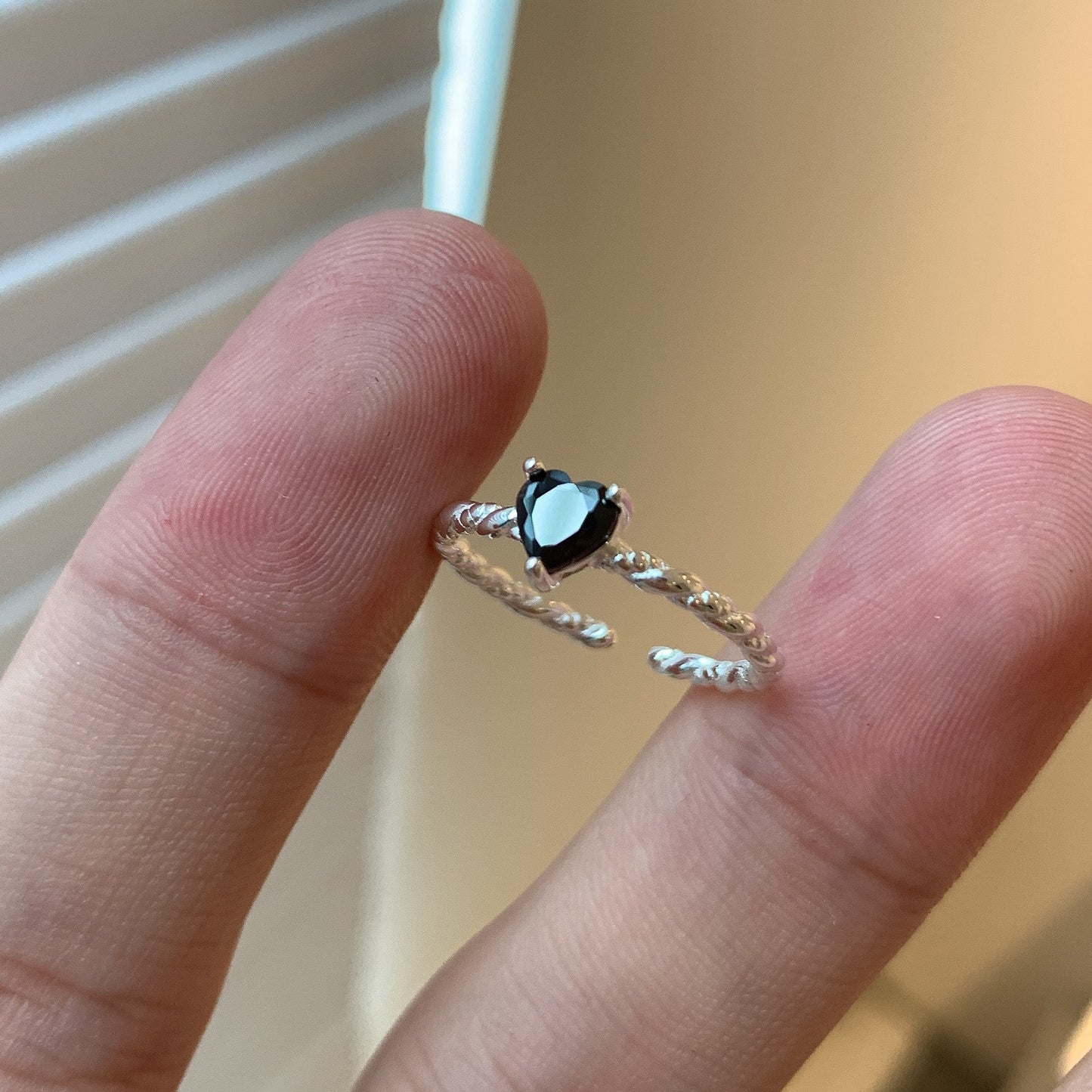 Sterling Silver Black Zirconia Love Ring