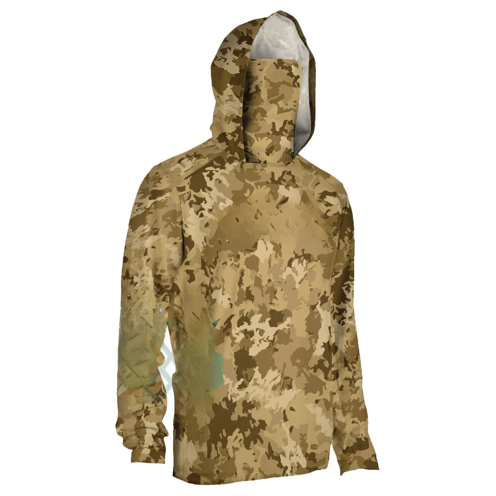 Fishing Shirt Summer Performance Fishing Clothing Men's Long Sleeve Uv Protection Mask Fishing Hooded Shirts Upf 50+ T-shirt