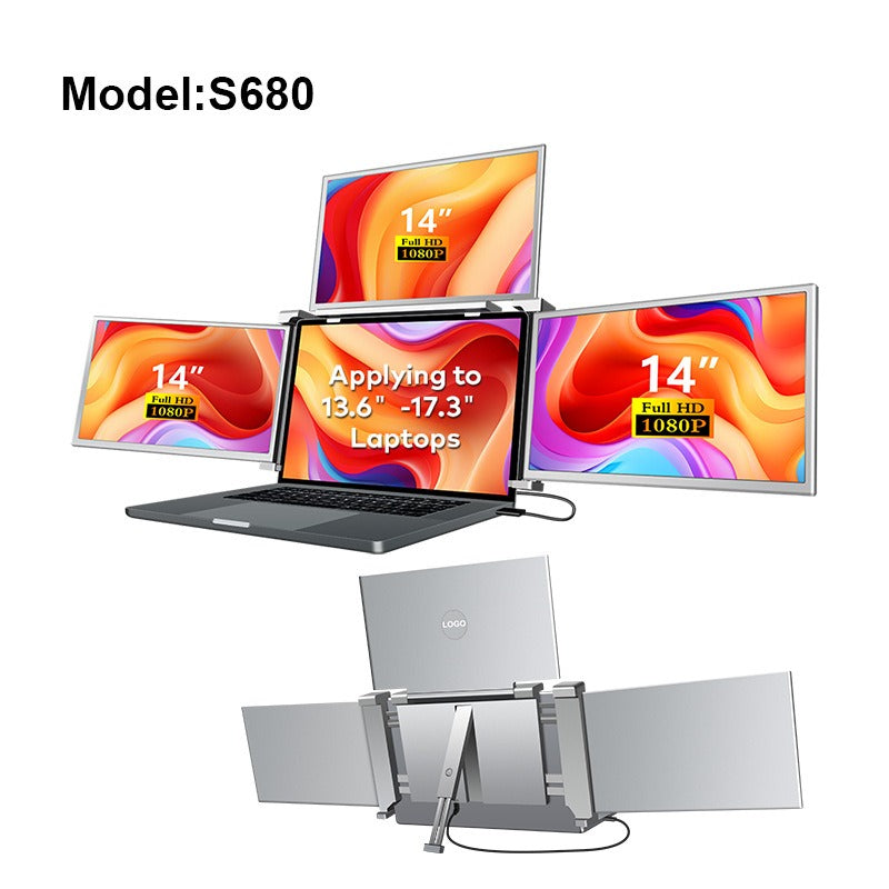 Portable Triple-Screen Laptop Display Monitor
