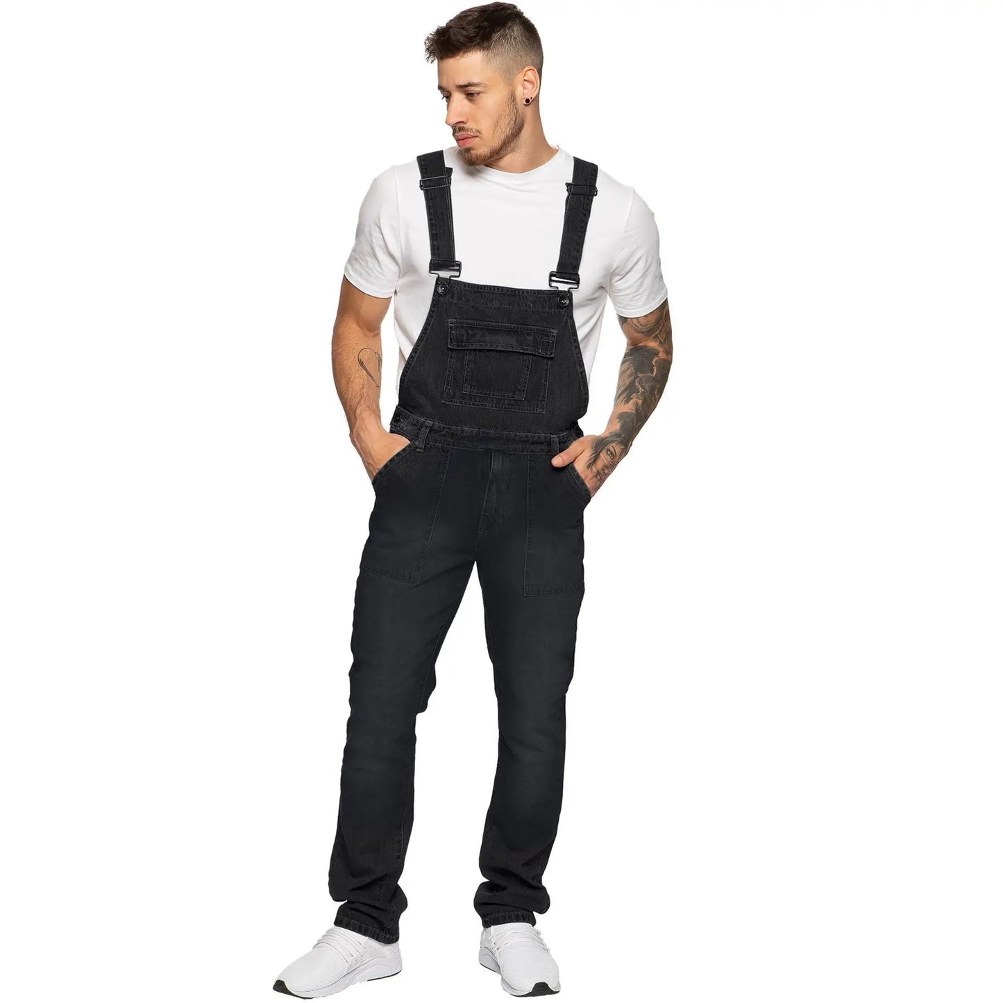 Overalls Men's Casual Multi-Bag Elastic Slim-fit Pants Men's Denim Overalls