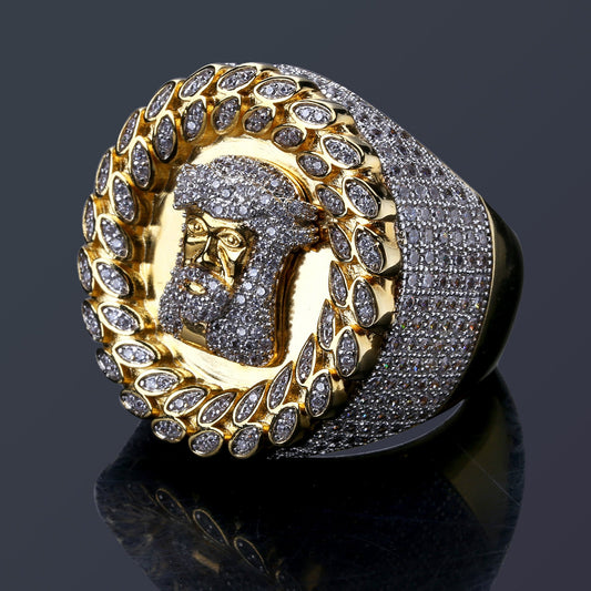 Zircon-Studded Hip-Hop Ring for Men