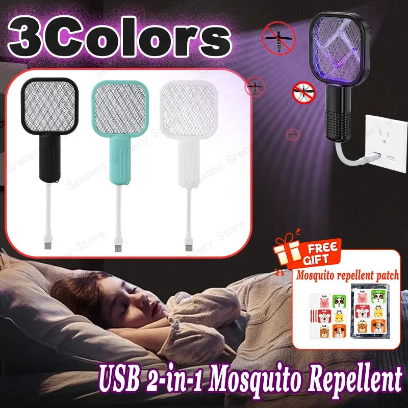 Portable USB Mosquito Swatter with UV Light Car Mosquito Killing Trap for Household Outdoor Picnic Camping Travel Hotel