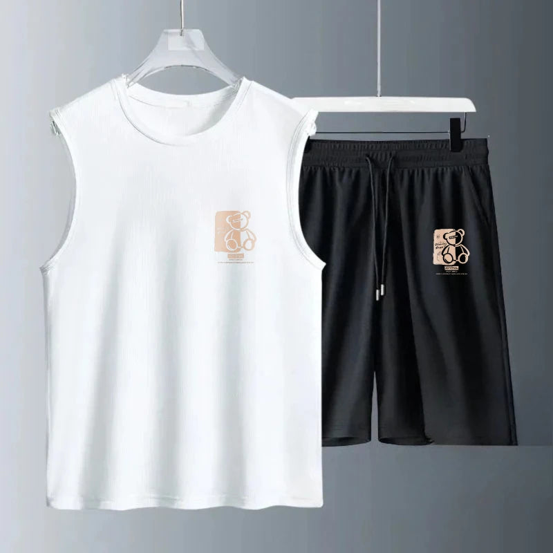 Men's Tank Top Sets 2026 Summer Quick drying beach Sportswear seaside oversize men's chandals sports  Breathable running