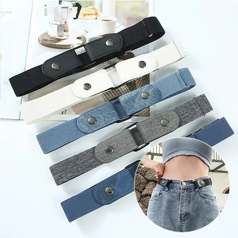 2024 Canvas Adjustable Elastic Waist Band Invisible Belt Buckle-Free Belts for Women Men Jean Pants Dress No Buckle Easy To Wear