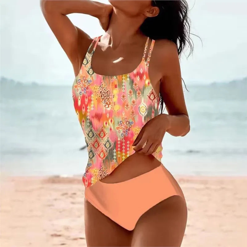 New Tankini Swimwears Tankini Set Sexy Swimsuit Women Summer Bathing Suit Bikini Set Sleeveless Beach Swimming Suit Female