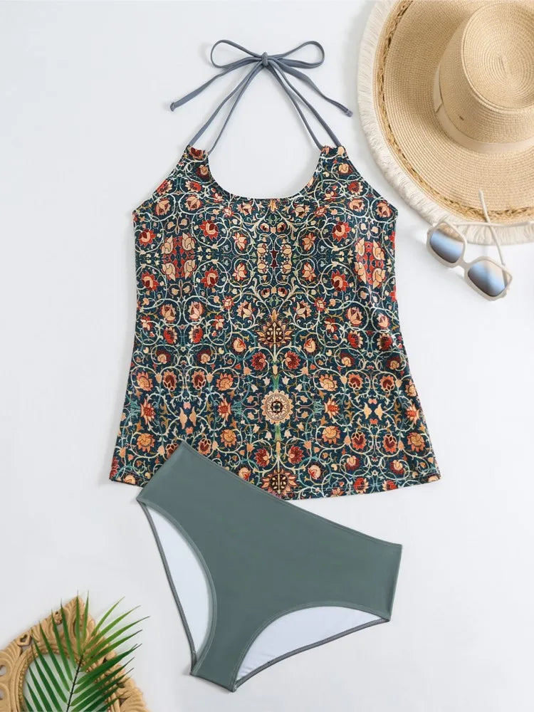 New Tankini Swimwears Tankini Set Sexy Swimsuit Women Summer Bathing Suit Bikini Set Sleeveless Beach Swimming Suit Female