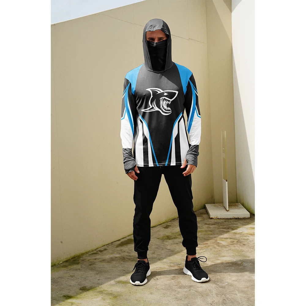 Fishing Shirts Men Sun Protection Hoodie Mask All-in-one Fishing Clothing Angling T-shirt Upf 50+ M-3XL