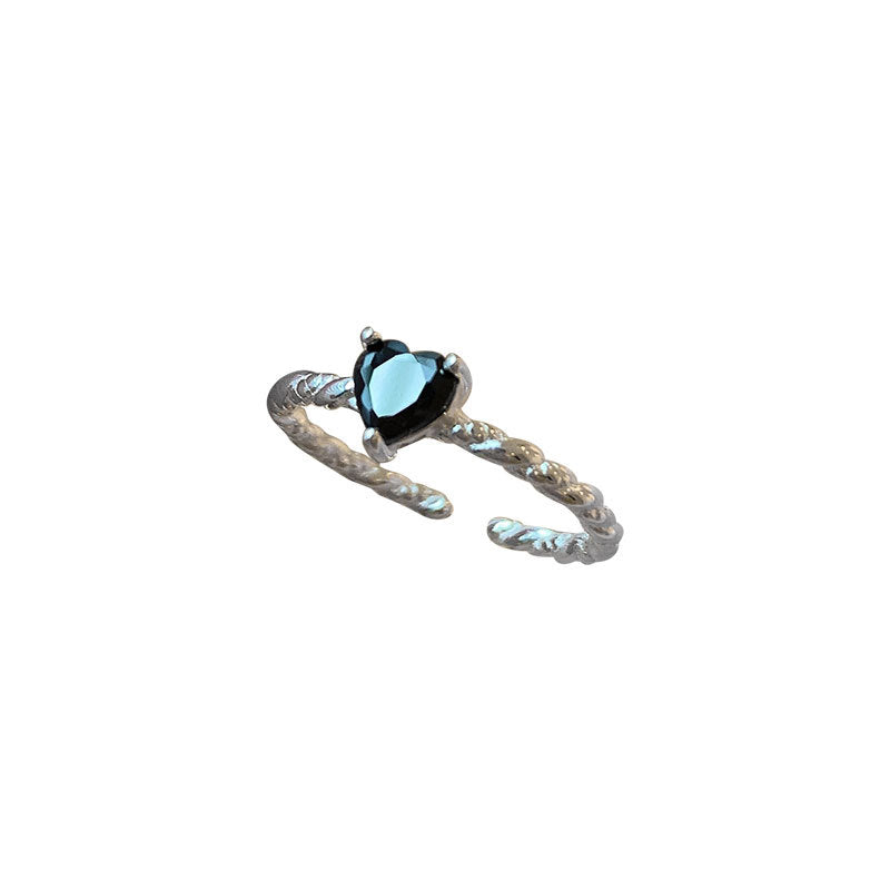 Sterling Silver Black Zirconia Love Ring