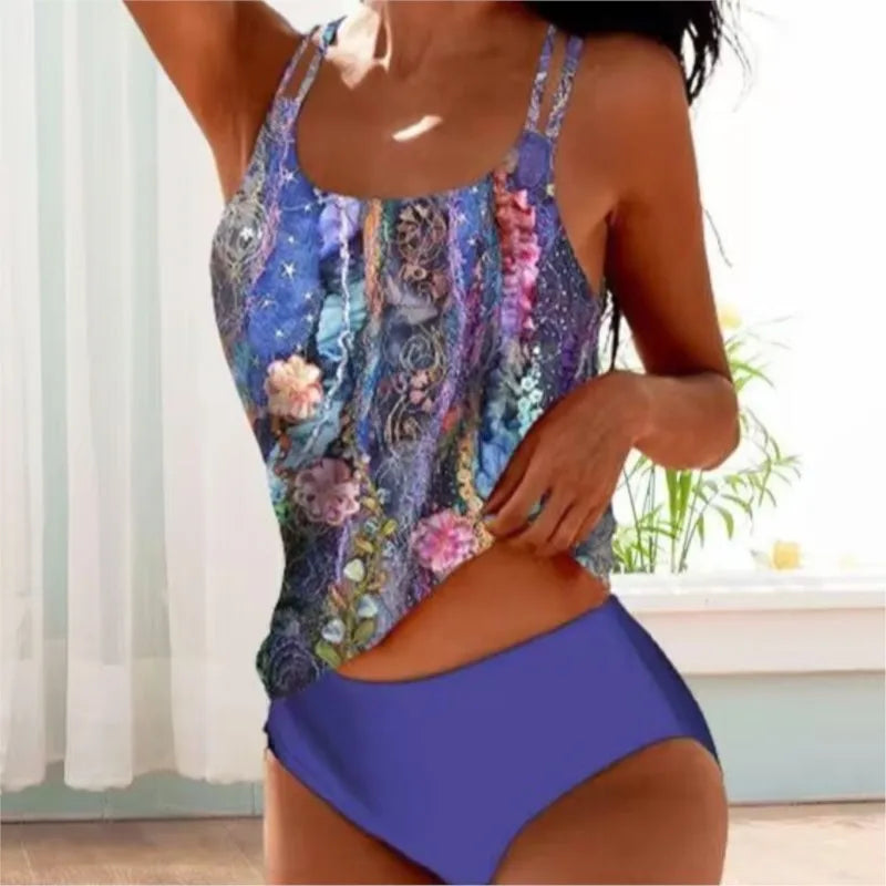 New Tankini Swimwears Tankini Set Sexy Swimsuit Women Summer Bathing Suit Bikini Set Sleeveless Beach Swimming Suit Female