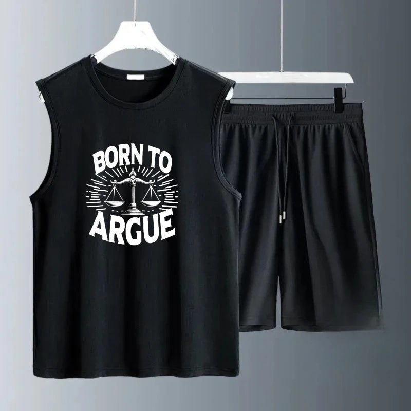 Men's Tank Top Sets 2026 Summer Quick drying sports seaside beach running Old money man oversize Breathable  men's sports suit